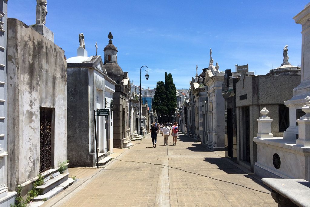 28 Looking Down A Main Street In Recoleta Cemetery With Sign To Sarmiento Buenos Aires